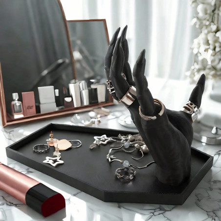 Avant Support à Bijoux "Main du Diable" - Présentoir Gothique & Plateau de Rangement