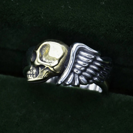 Bague Tête de Mort “Ange Déchu de l'Ombre Doré” - Argent 925