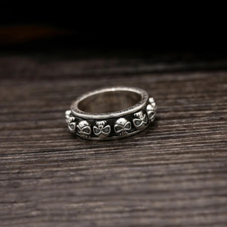 Vue de Face Bague Tête de Mort “Anneau des Âmes Perdues” - Argent 925