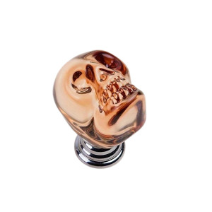 Bouton de Meuble Crâne en Cristal - Poignée de Tiroir & Placard Tête de Mort 3D Couleur Orange
