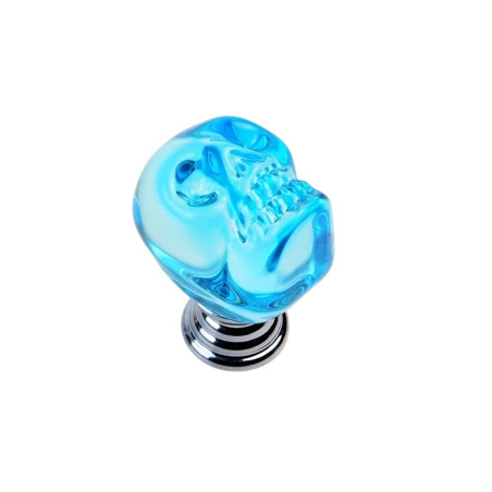 Bouton de Meuble Crâne en Cristal - Poignée de Tiroir & Placard Tête de Mort 3D Couleur Bleu