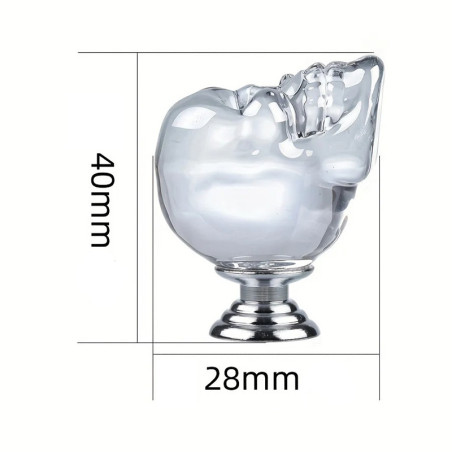 Dimensions Bouton de Meuble Crâne en Cristal - Poignée de Tiroir & Placard Tête de Mort 3D - 4 couleurs au choix !