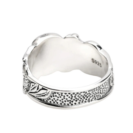 Vue Arrière Bague Tête de Mort "Sceau du Serpent" - Argent 925v
