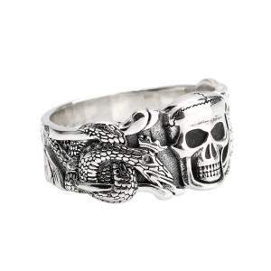 Avant Bague Tête de Mort "Sceau du Serpent" - Argent 925