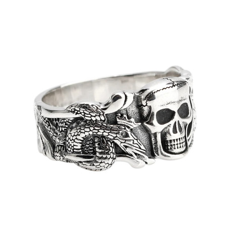 Avant Bague Tête de Mort "Sceau du Serpent" - Argent 925