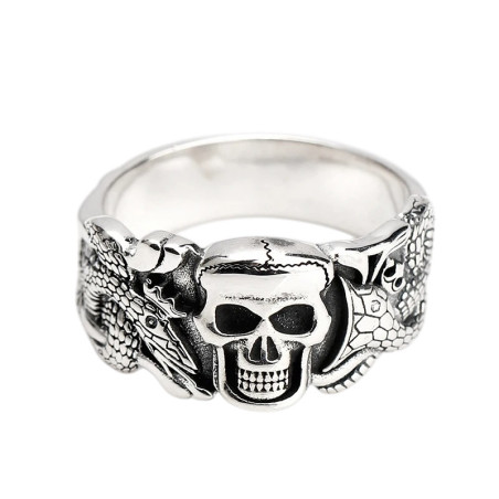 Bague Tête de Mort "Sceau du Serpent" - Argent 925