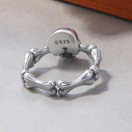 Vue Arrière Bague Tête de Mort “Duel des Âmes” en Argent 925