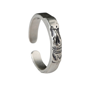 Vue générale Bague Tête de Mort “Murmure des Os” en Argent 925