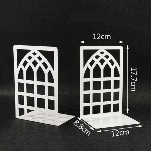 Serre-Livres Métal "Fenêtre Cathédrale" (Lot de 2) - Cale-Livres Lourd & Design Architectural  Couleur Blanc