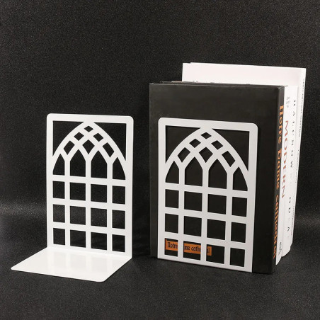 Serre-Livres Métal "Fenêtre Cathédrale" (Lot de 2) - Cale-Livres Lourd & Design Architectural