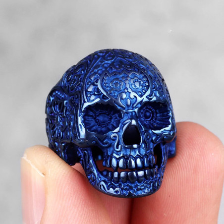 Bague Tête de Mort “Totem des Âges” Couleur bleu