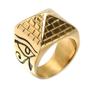 Bague Symbolique "Œil d’Horus Pyramide du Pouvoir" Couleur Or