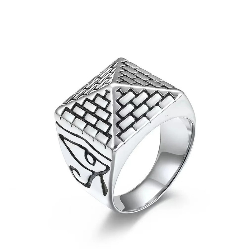 Bague Symbolique "Œil d’Horus Pyramide du Pouvoir" Couleur Argent