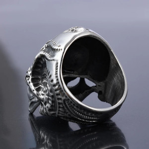 Vue Arrière Bague Tête de Mort Biomécanique “Ossature Primordiale” en Argent 925