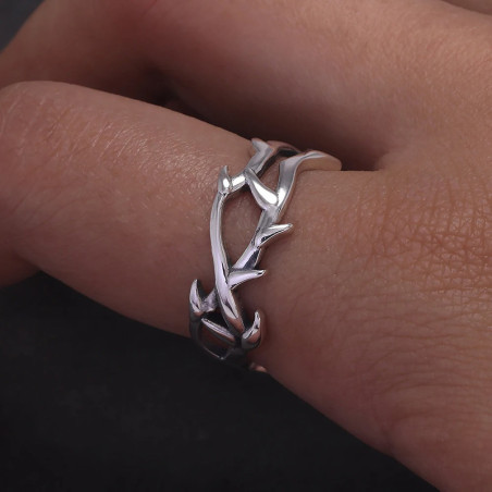 Vue Portée Bague Rock Gothique « Épine Sacrée » - Argent 925