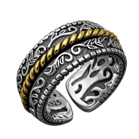 Vue générale Bague Rock Goth “Tresse des Anciens” en Argent 925