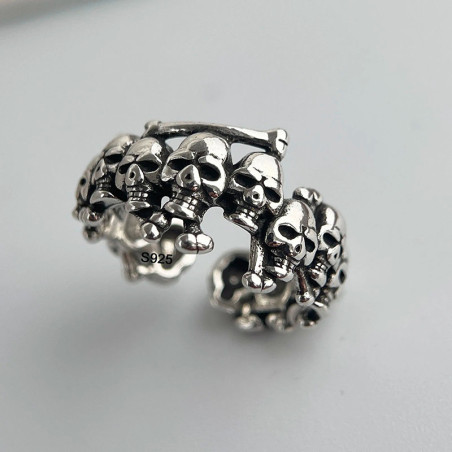 Bague Tête de Mort - Crânes en Chapelet « Union des Damnés »