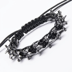 Bracelet Tête de Mort "Vertèbres de l’Instinct" Couleur Noir