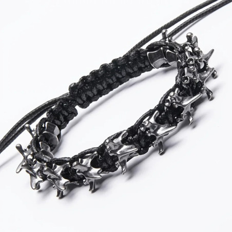 Bracelet Tête de Mort "Vertèbres de l’Instinct" Couleur Noir