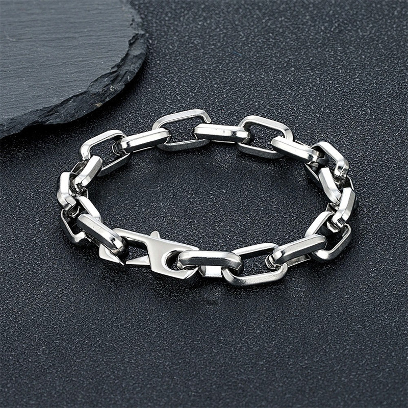 Bracelet Chaîne Rock "Maillons Bruts Indomptables" Couleur Argent