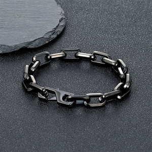 Bracelet Chaîne Rock "Maillons Bruts Indomptables" Couleur Noir