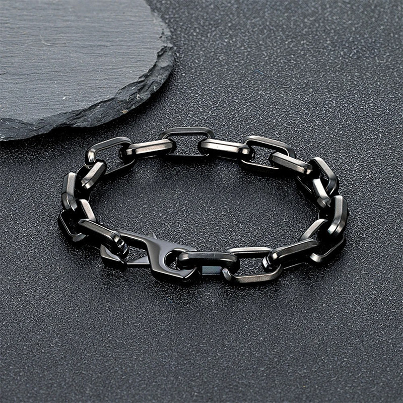 Bracelet Chaîne Rock "Maillons Bruts Indomptables" Couleur Noir