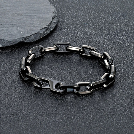 Bracelet Chaîne Rock "Maillons Bruts Indomptables" Couleur Noir