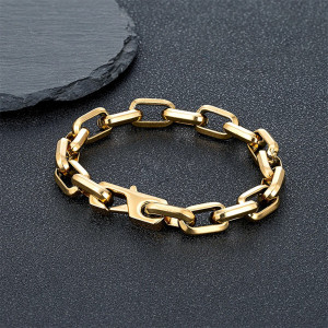 Bracelet Chaîne Rock "Maillons Bruts Indomptables" Couleur Or
