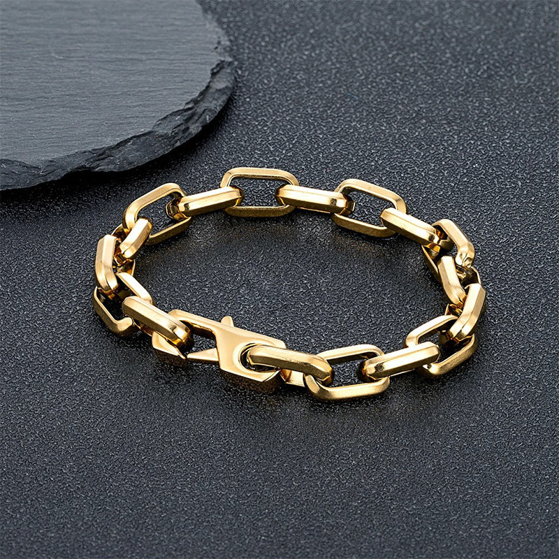 Bracelet Chaîne Rock "Maillons Bruts Indomptables" Couleur Or