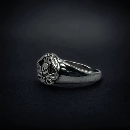 Bague Tête de Mort Chevalière « Sceau des Ombres Silencieuses »