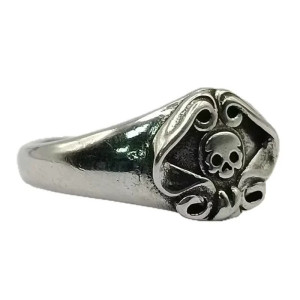 Vue générale Bague Tête de Mort Chevalière « Sceau des Ombres Silencieuses »