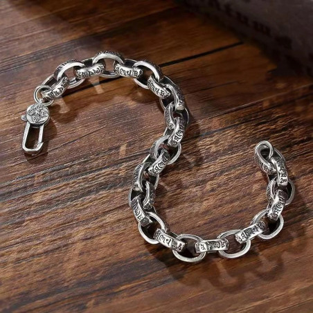 Vue détaillée Bracelet Chaîne Gothique "Mantras Gravés de l’Éternité"