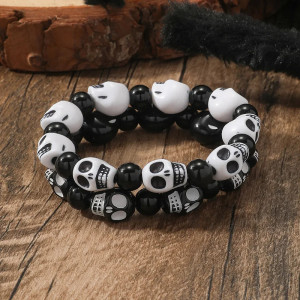 Avant Bracelet Tête de Mort "Duo Yin & Os Noirs"