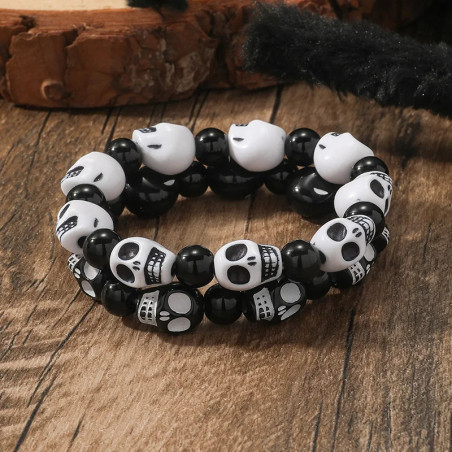 Avant Bracelet Tête de Mort "Duo Yin & Os Noirs"
