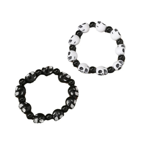 Vue générale Bracelet Tête de Mort "Duo Yin & Os Noirs"