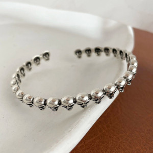 Bracelet Tête de Mort Argent 925 "Ronde des Crânes Éternels"
