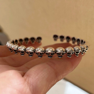 Avant Bracelet Tête de Mort Argent 925 "Ronde des Crânes Éternels"