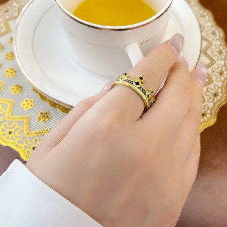 Vue Portée Bague Couronne Royale Rock Gothique « Sceptre des Ombres » - Argent 925