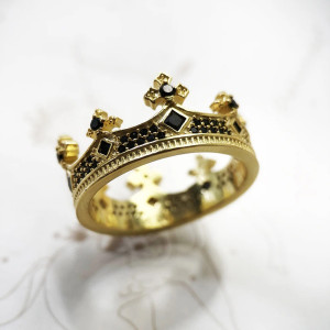 Bague Couronne Royale Rock Gothique « Sceptre des Ombres » - Argent 925