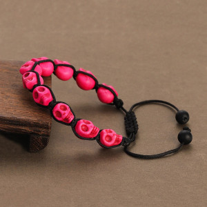 Bracelet Tête de Mort "Crânes Fuchsia du Chaos"