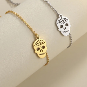Bracelet Tête de Mort Calavera "Sourire Doré de la Chance" - 2 couleurs au choix !