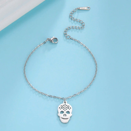 Avant Bracelet Tête de Mort Calavera "Sourire Doré de la Chance" - 2 couleurs au choix !