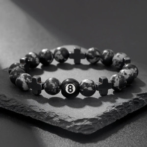 Avant Bracelet Punk Rock Porte-Bonheur "Fortune Noire du Chiffre 8"