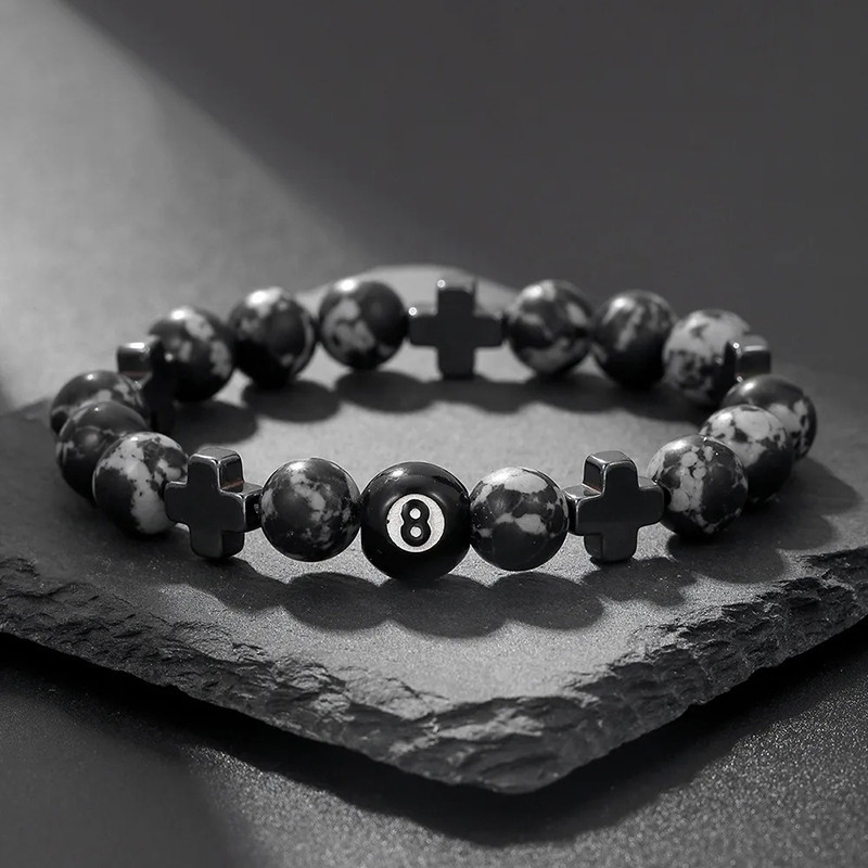 Avant Bracelet Punk Rock Porte-Bonheur "Fortune Noire du Chiffre 8"