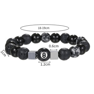 Dimensions Bracelet Punk Rock Porte-Bonheur "Fortune Noire du Chiffre 8"