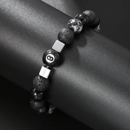 Bracelet Punk Rock Porte-Bonheur "Fortune Noire du Chiffre 8"