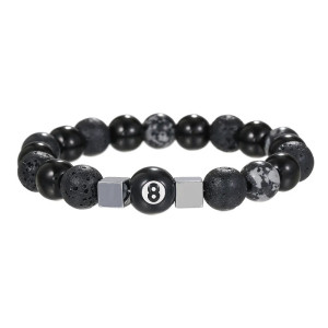 Vue générale Bracelet Punk Rock Porte-Bonheur "Fortune Noire du Chiffre 8"
