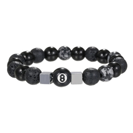 Vue générale Bracelet Punk Rock Porte-Bonheur "Fortune Noire du Chiffre 8"