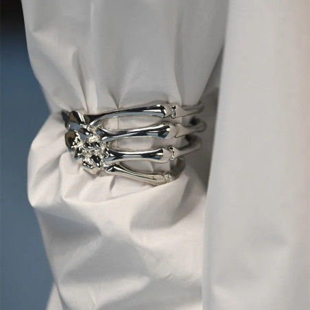 Vue Portée Bracelet Rock Goth Manchette Squelette "Poignée des Os Maudits"