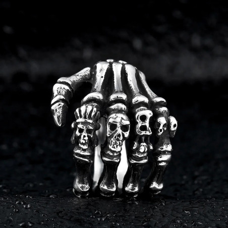 Bague Main Squelettique Goth en Argent 925 « Étreinte d’Outre-Tombe »